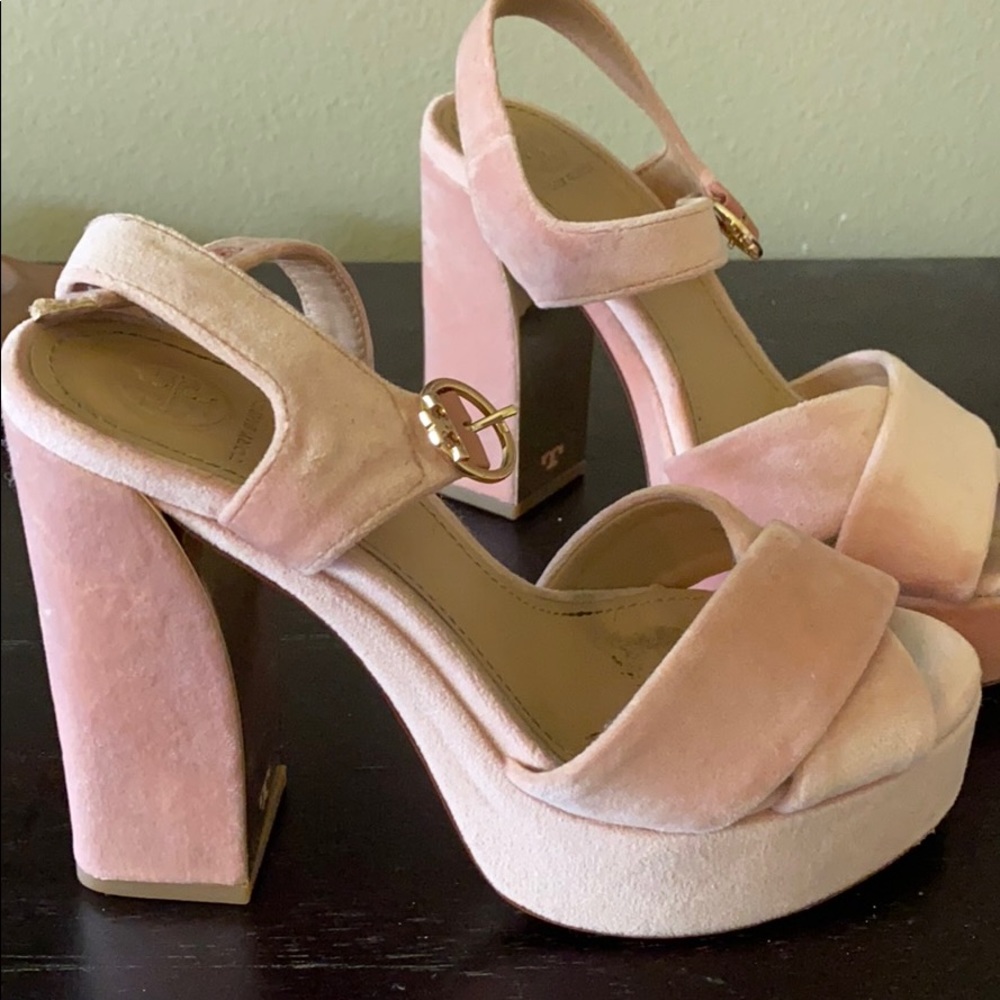 Pink Velvet Tory Burch platform